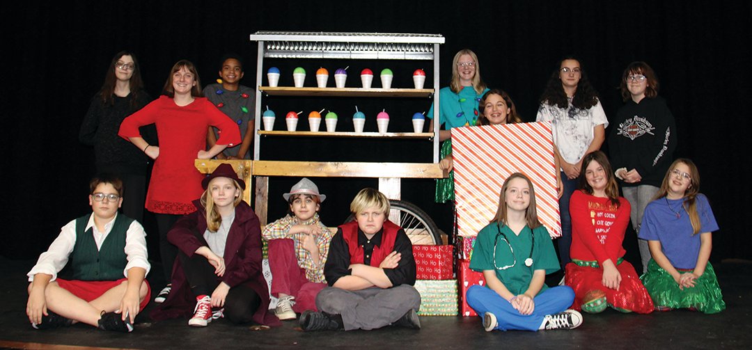 “Just in the Nick of Time” will be performed by the Parke Heritage Middle School drama department at 6 p.m. Dec. 10 and Dec. 11 in the Parke Heritage High School Cafetorium. In this Christmas whodunit, ace detective Red Mistletoe is asked by the citizens of the North Pole to find Santa Claus, who has disappeared at the height of the holiday season. If losing Santa wasn’t enough, the heretofore colorful citizens are losing their Christmas spirit and their holiday hues. Original screenplay written by Linda Daugherty. Tickets are $5 a person and can be purchased at the door. The play is being directed by Whitney Anderson and Molly Blystone. Hair and make-up is done by Kylie Gates. Cast members are, from left, front row, Mason Barger, Hallie Miller, Kali Burgess, Jaden Marietta, Marlee Jeffers, Ashlyn Gillogly and Samantha Boardman; and back row, Mia Bowles, Ella Lacy, Cian Todd, Abby Mathis, Mackenzie Gillogly, Samantha Mikus and Haley Holtsclaw. Not pictured are Michael Smith, Hailey Bonomo and Katelyn Williams.